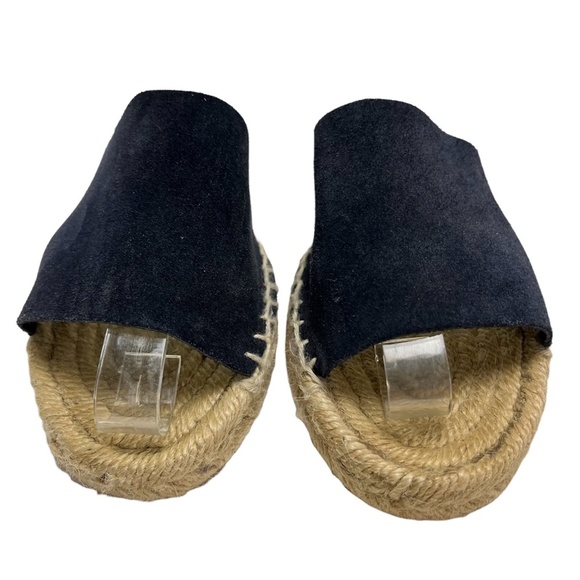 J CREW Genuine Leather Blue Suede Slides Espadrilles Flats Sandals Shoes sz 5 - Picture 2 of 16